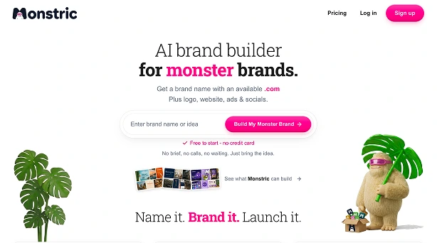 Monstric brand landing page